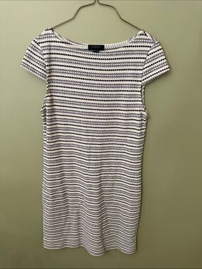 Twenty Black and White Striped Cap-Sleeve Mini Dress